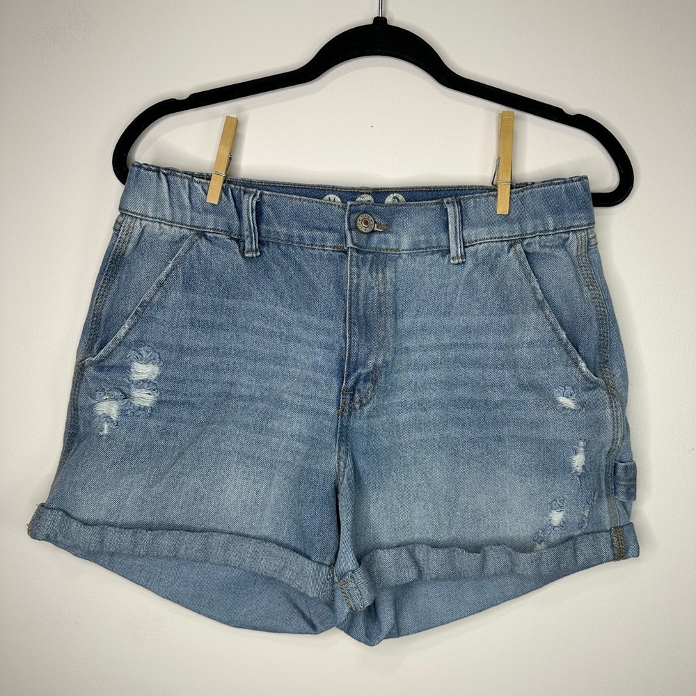 Rewash Light Blue Distressed Roll-Cuff Denim Shorts size 9